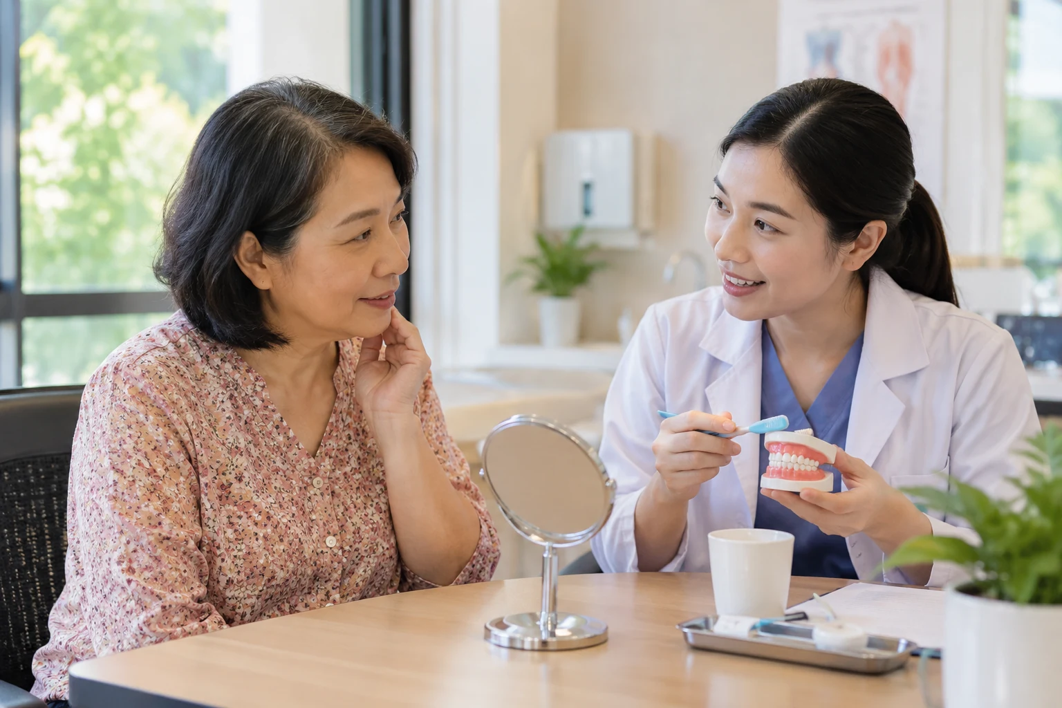 ผู้ป่วยชาวไทยคุยกับทีมรักษาเรื่อง oral mucositis และผลต่อการกิน